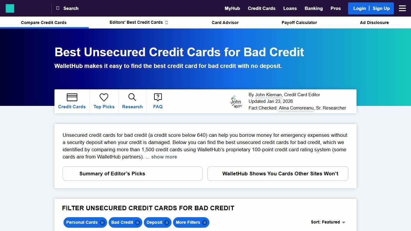 Best Unsecured Credit Cards for Bad Credit of 2026